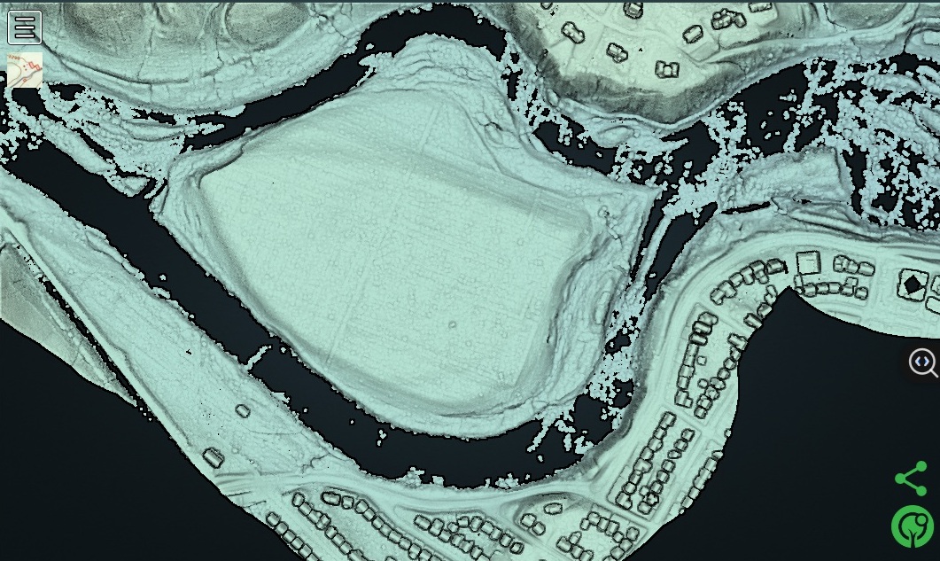 LiDAR image of vineyard terraces on Lauck’s Island